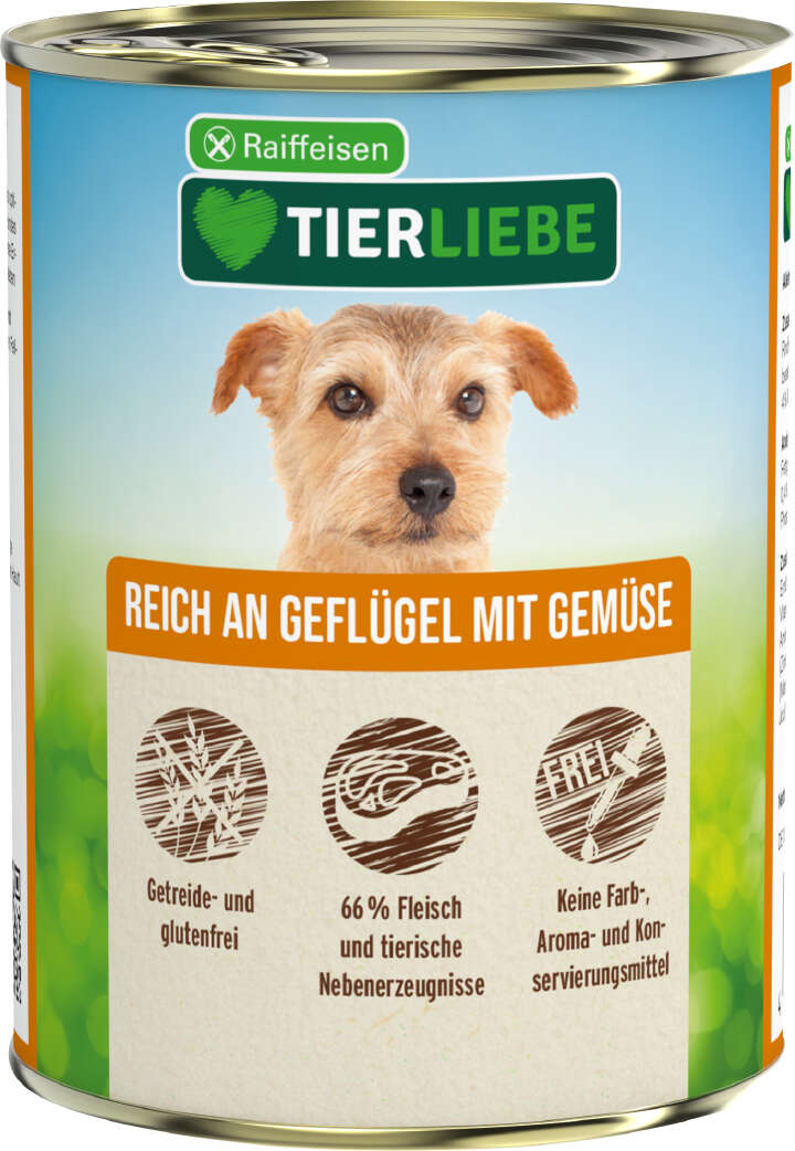 TIERLIEBE Hunde-Nassfutter Reich an Geflügel mit Gemüse